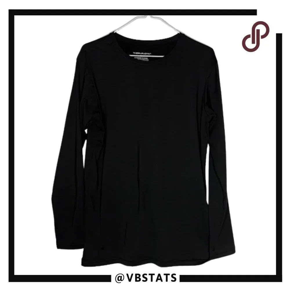 Thermajohn Men's Crew Neck Long‎ Sleeve Under T Shirt Black Size Large